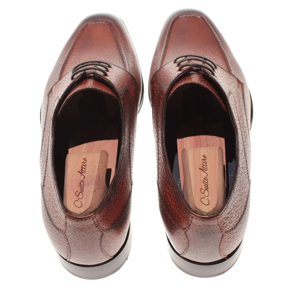 Di Bianco NWB Derby Dress Shoes Size 42 (US 9) in Brown Pebbled Leather